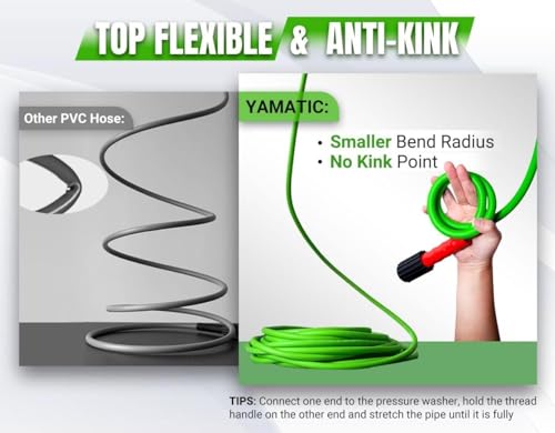 20FT x 1/4" Flexible Kink-Resistant Power Cleaner Replacement Hose with with M22-14mm Quick Connect (Green) - image 4