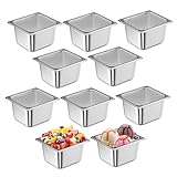 10 Pack 1/6 Size 4 Inch Deep Stainless Steel Hotel Pan, Anti-Jam Stackable Steam Table Pan, NSF-Listed, Commercial Catering Storage Food Pans for Hotel, Restaurant, Buffet, Party