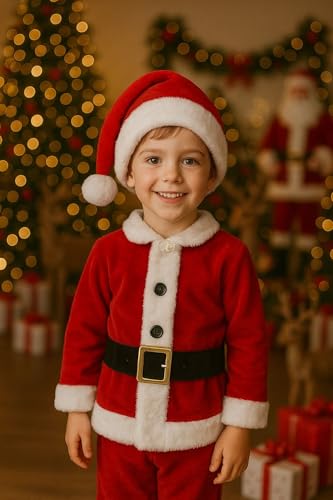 Image of Premium santa claus cap for kids and adult | Plush Red White Comfortable Unisex christmas cap beanie hat for baby boy girl adult Xmas Party Decoration