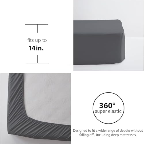 Image of Zzlpp Full Comforter Set 7 Pieces, Dark Grey Seersucker Bed in a Bag with Comforter and Sheets, All Season Bedding Sets with 1 Comforter, 2 Pillow Shams, 2 Pillowcases, 1 Flat Sheet, 1 Fitted Sheet