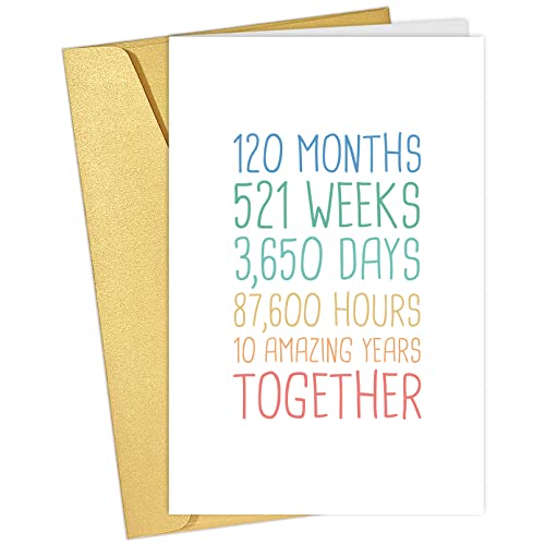 Vextsan 10th Anniversary Card, Funny 10 Years Wedding Anniversary Card, Tenth Anniversary Card for Him Her