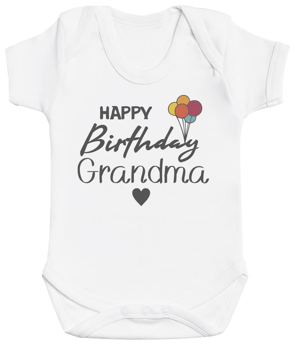 Happy Birthday Grandma Baby Gift, Baby Boy Bodysuit, Baby Girl Bodysuit - 3-6 Months White