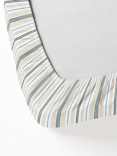 Image of RD TREND 210tc 360 Fitted Bedsheets King Size 78x72x8 Inch, Elastic Bedsheets for King Size Bed with 2 Pillow Covers-18x28 Inch (Beige Striped)