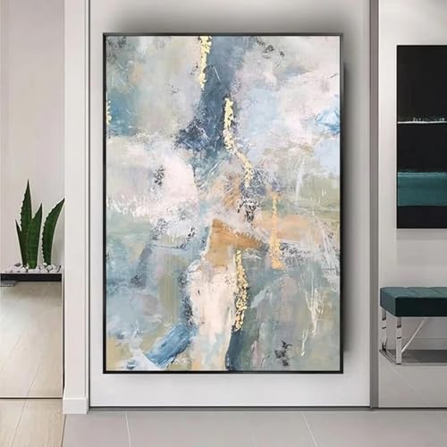 Tableau abstrait doré encadré AEFOUU 40x70cm pour décoration murale