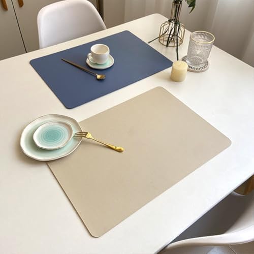 Set de table thermorésistant en simili cuir lavable et imperméable rouge vert - 3