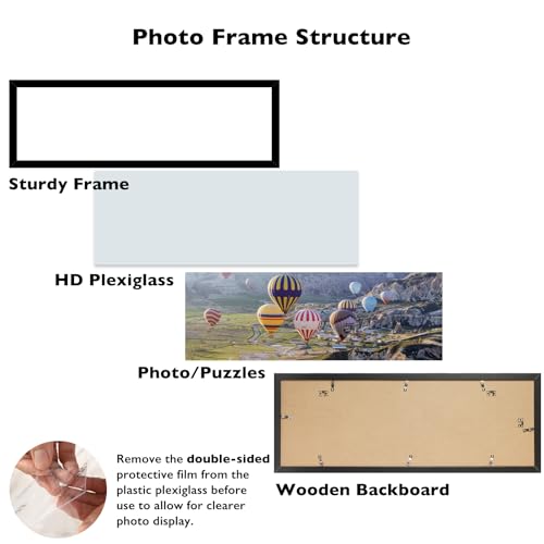 Image of JCJMY 13x39 Picture Frame Black for Puzzles Poster Photo Picture, Horizontal and Vertical Formats for Wall Hanging, 13 x 39 Wall Gallery Poster Photo Puzzles Frame for 13 by 39 Photos Posters, Black