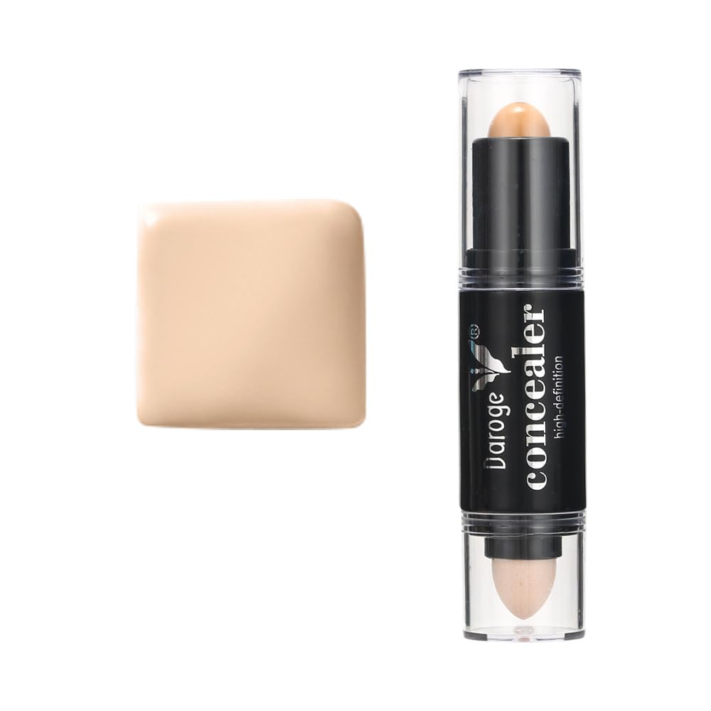 Daroge 2 in1 Eye HD Stick Matte Concealer With Sponge Facial Makeup All Skin Types, Longwear Medium- Full Coverage with Creamy Finish, Lightweight Formula Concealer 5 Gram (Light Apricot)