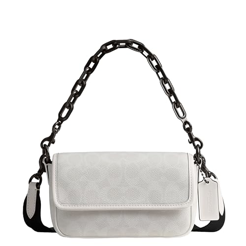 Coach Charter Flap Crossbody 18, White/Black Sig