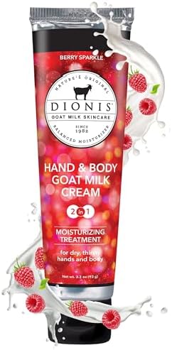 Dionis Goat Milk Skincare Scented Hand & Body Cream - Travel Size Lotion For Hydrating & Moisturizing Dry and Sensitive Skin, Cruelty Free, Paraben Free Made in The USA, Berry Sparkle, 3.3 oz