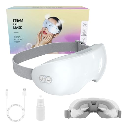 KUIRUNRXR スチームアイマスク 加熱アイマスク USB電動アイヒートパッド ミクロンサイズの霧化 くま、乾燥、目の下の疲労を和らげる(ホワイト)