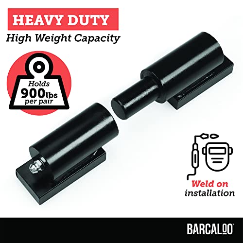 Barcaloo Heavy Duty Weld On Barrel Hinges, 2 Pack - 7 Inch Black Weld On Hinges For Trailer Gate Or Ramp #TOP2