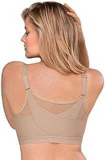 Leonisa Back Support Posture Corrector Wireless Sports Bra for Women with Contour Cups,Beige,36C