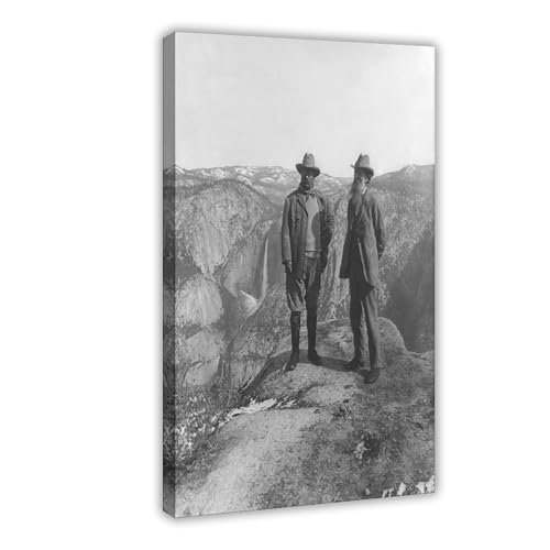 Toile John Muir Teddy Roosevelt Yosemite cadre bois décoration élégante