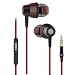Earphones With Microphone E626 Premium Earbuds Stereo Headphones Volume Control and Noise Isolating, Made for iPhone, iPod, iPad, Samsung Galaxy, LG, HTC and Many more Red Black