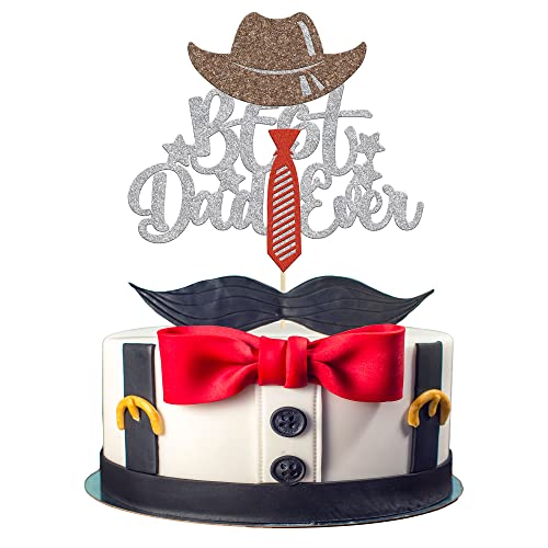 Gyufise 1 pieza de decoración para tarta con sombrero de corbata para el día del padre con sombrero de corbata, decoración de tartas, decoración de tartas, púas para fiesta de cumpleaños del padre,