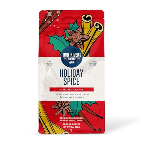 Two Rivers Coffee Holiday Spice Flavored Ground Coffee, Perfectly...