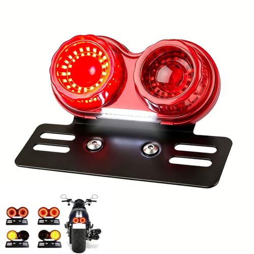 Image of Upgrade 90LEDs Red Motorcycle Tail Light with Brake & Turn Signal | Integrated Motorcycle Brake Stop Lamp for Night Mountain for Harley Motorbike Street Bike Cruiser Chopper