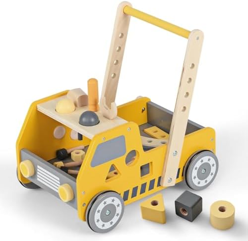 FANTASK Baby Walker 2-in-1 Wooden Walker with Multi-Activity Cent...