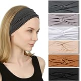 IVARYSS Twist Knotted Headbands for Women Non-Slip, Stretchy Head Bands Hair Accessories for Yoga running Workout, 6 Pack, Neutral Color