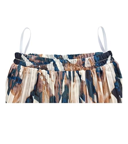 Kingfancy Women's Pleated Skirt Chiffon Elastic Waist A-Line Midi Length Skirt3