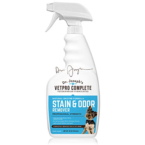 VetPro Complete Pet Stain & Odor Remover - Enzyme Powered Odor & Stain Eliminator for Dog and Cat Urine, Feces, Vomit, and Drool, Professional Strength 32 oz.