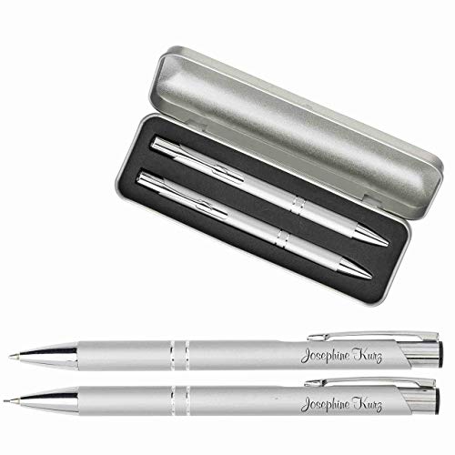 Stylo et crayon automatique gravé ensemble argent anti fatigue pour examen et concours