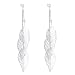 SILVERAL Silver Earrings for Women Lightweight Big Filigree Leaves Dangle Earrings Drop Pierced Earrings (Sparkling Leaves Silver)