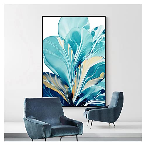 Affiche fleur grande feuille splash abstrait impression murale 35x50cm - 3