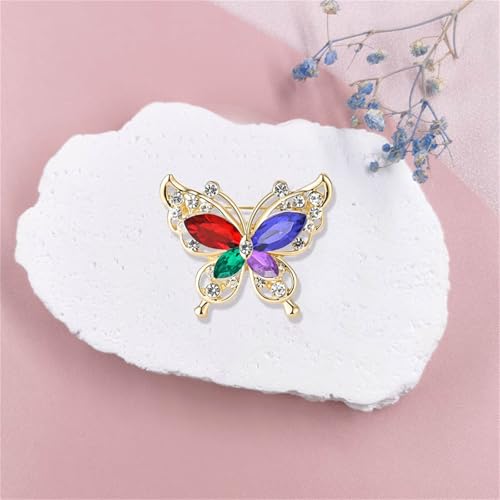 Image of coadipress Butterfly Brooch Pins Chic Romantic Elegant Rhinestone Crystal Insect Brooch Pin Women Corsage Scarf Shawl Clothing Accessories Wedding Party Banquet