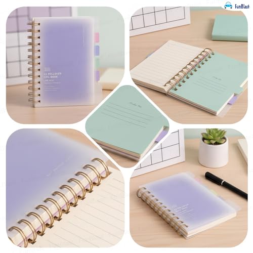 Image of FunBlast Diary for Girls - Spiral Notebook Diary, Ruled Notebooks for Boys & Girls, Cute Kawaii Stationery, Aesthetic A6 Size Journal Diary - 240 Pages (Purple)