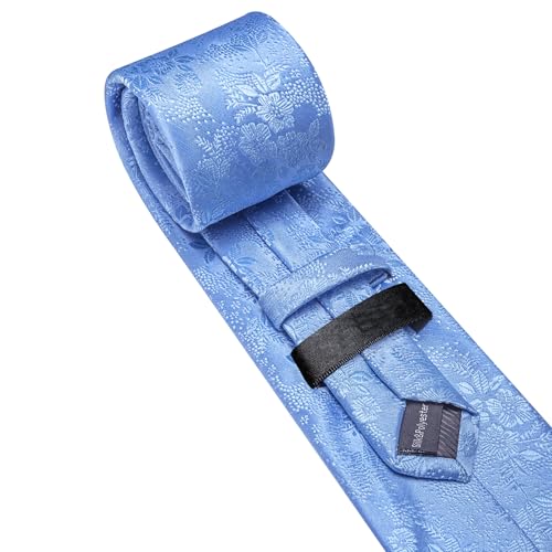 Image of Barry.Wang Men Tie Set Floral Paisley Silk Necktie Pocket Square Cufflinks Formal Wedding Party Business