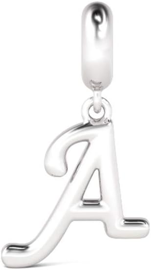 GNOCE Sterling Silver Letter A-Z Pendant - Dangling Charm for Bracelet or Necklace