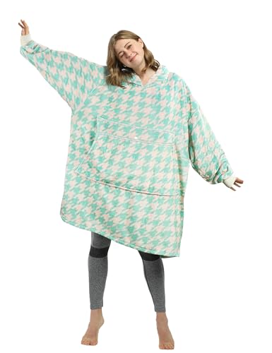 Catalonia Houndstooth Fleece Wearable Blanket Hoodie