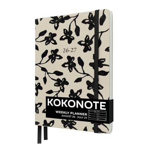 Kokonote Pocket Academic Diary 2026-2027 Week to View - Midnight Dahlia | Academic Planner 2026-2027, Back to School Diary 2026 2027 Week View, Weekly Planner | Aesthetic Stationery Gifts