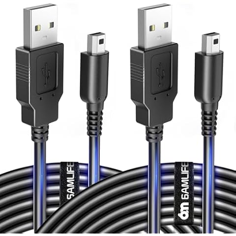 6amLifestyle [2 Pack] 4FT 3DS DS Charger Cable, 3DS 2DS DS Lite USB Charging Cord for Nintendo New 3DS XL/New 3DS/ 3DS XL/ 3DS/ New 2DS XL/New 2DS/ 2DS XL/ 2DS/ DSi/DSi XL, Black Cover