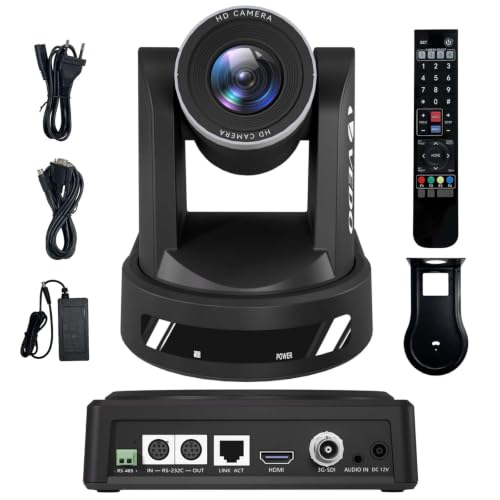 Câmera PTZ,Full HD 1080p 60fps para Igreja,Zoom Óptico 10x,POE Conference Camera,HDMI,para Live Streaming em Serviços Religiosos e Conferências
