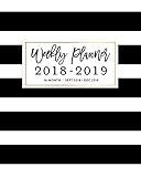 Weekly Planner 2018 - 2019, 16 Month: Classic Black & White Stripe Agenda Book, September 2018 - December 2019