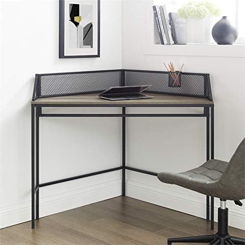 Walker Edison Industrial Corner Laptop Computer Writing Desk Home Office Workstation Small, 42 Inch, Grey Wash