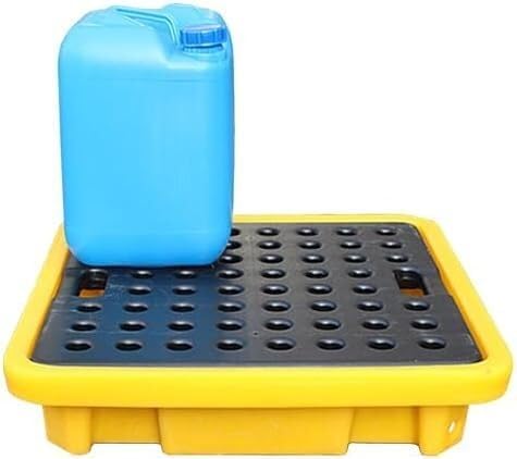 Industrial Spill Containment Pallets – Polyethylene Spill Containment Platforms with Grating for Warehouses, Factories And Garages – Modular Stackability for Paint Drums And Che,67.5x67.5x15CM