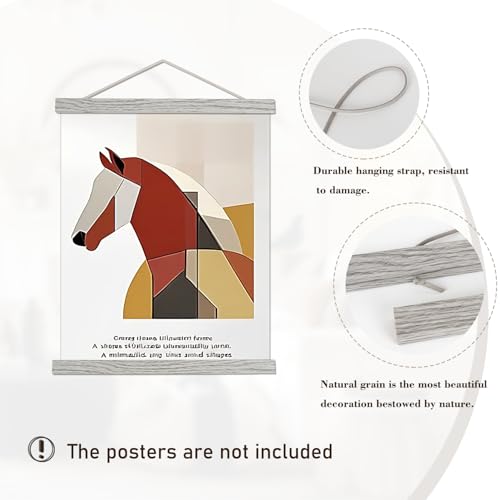 Image of Artmag Magnetic Poster Hanger Frame, 33x24 33x23 33x47 Light Wood Wooden Magnet Canvas Artwork Print Poster Hangers Frames Hanging Kit (Grey, 33 inch)