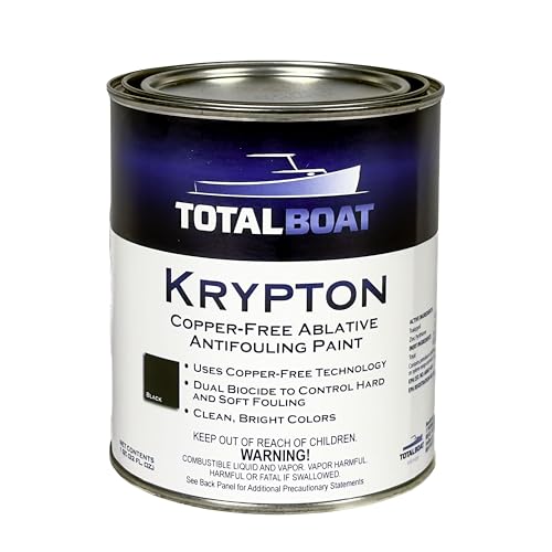 TotalBoat Krypton Copper Free Antifouling Bottom Paint for Fiberglass, Wood, Aluminum and Steel Boats, Outdrives and Trim Tabs (Black, Quart)