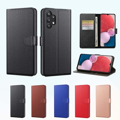sheikhuu Luxury Case for Samsung Galaxy A13 4G Leather Phone Case Cover [LifetimeSupport] PU Faux Leather Wallet Book Folio Flip Magnetic Shockproof Case with Card Slots & Kickstand (Black)