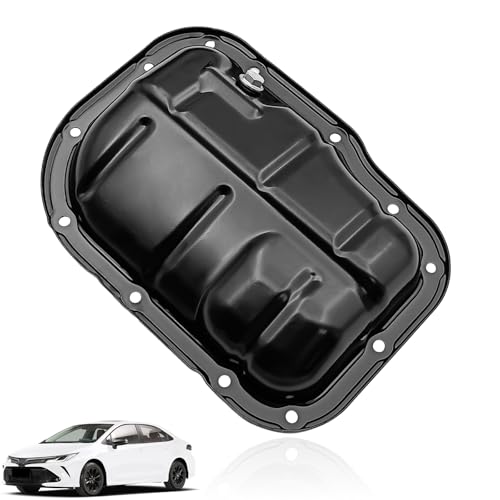 SYudwen Lower Engine Oil Pan Sump with Drain Plug Compatible with Toyo