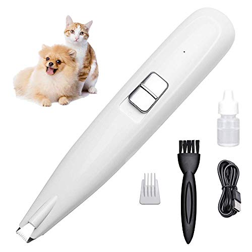 Dog Clippers, Professional Dog Trimmers Clippers, Low Noise Grooming Clippers Kit, Cordless USB Rechargeable Electric Pet Hair Clippers for Dogs Cats Around Face Paws Eyes Ears Rump White