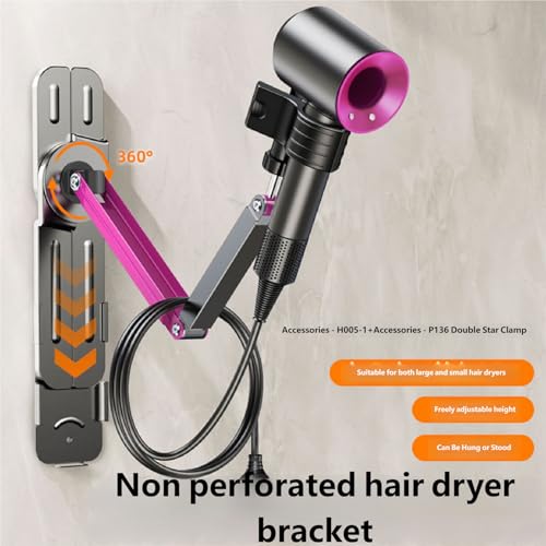 Support de sèche-cheveux tête ergonomique et socle métallique pour coiffage mains libres - 3