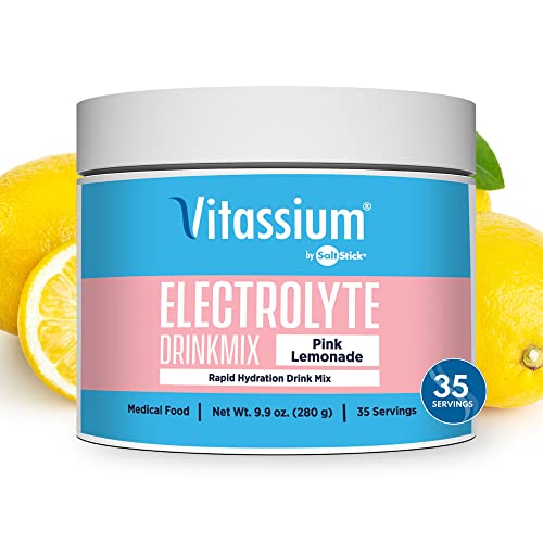 Vitassium Drinkmix - Pink Lemonade Ready-To-Mix Electrolyte Powder - Sodium And Potassium For On-The-Go Hydration - Non-Gmo, Vegan, Gluten & Allergen Free - 35 Servings Per Tub #TOP18
