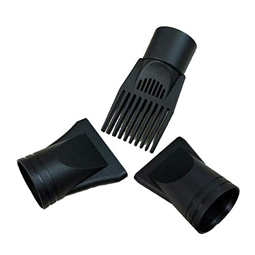 1Set(3PCS) Non-Universal Plastic Hair Dryer Diffuser Attachment Hair Dryer Nozzle Comb Concentrator Replacement Professional Barbershop Salon Tool Special for 4.5cm/1.7inch Blow Dry(Black) - Image 3