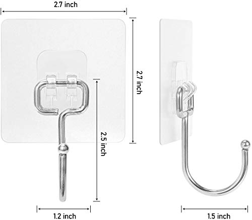 Image of JIALTO 10 PCS Large Adhesive Hooks 22Ib(Max), Waterproof and Rustproof Wall Hooks for Hanging Heavy Duty, Stainless Steel Towel and Coats Hooks to use Inside Kitchen, Bathroom, Home and Office