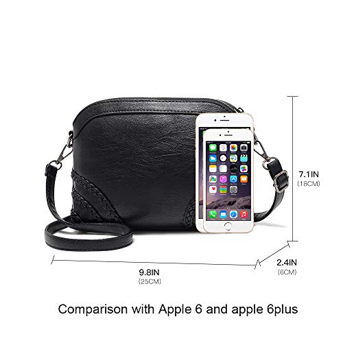 Crossbody Bag for Women Small Leather Phone Purse Wallet Shoulder Bag Trendy Ladies Wristlet Clutch (Black b) - Thumbnail 4