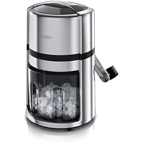 Arendo - Ice Crusher Edelstahl 1,1 L manuell - Eiszerkleinerer - Eiscrusher zum Kühlen und Frischhalten - stromloser Betrieb, überall verwendbar - Auffangbehälter einfach entnehmbar - Chromoptik Cover